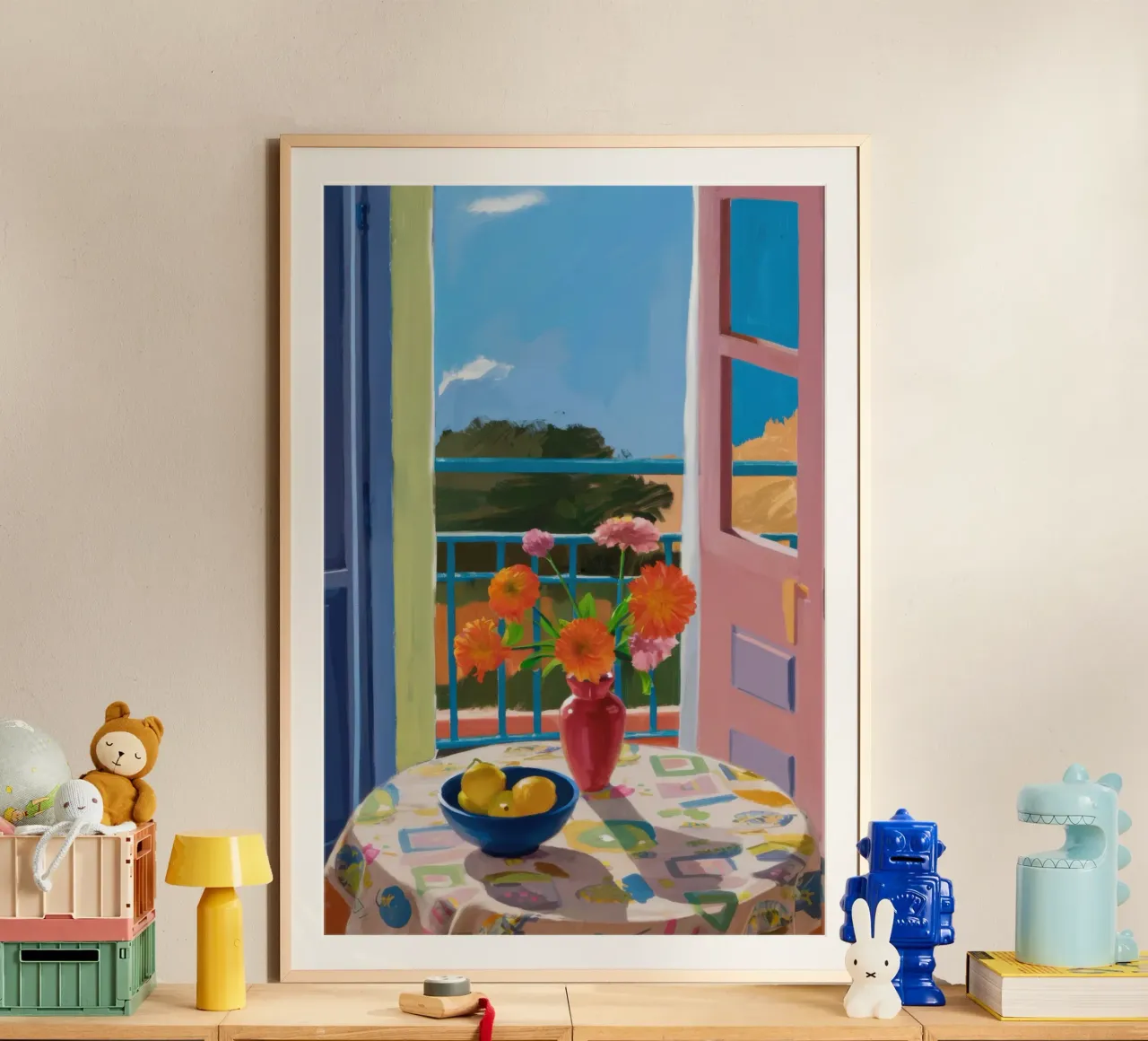 Balcone sui campi poster con telaio in plastica da Luna Aura