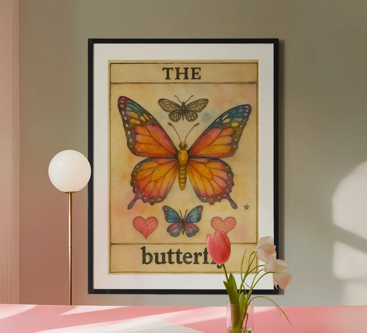 pittura di farfalle poster con telaio in legno da bonangroads