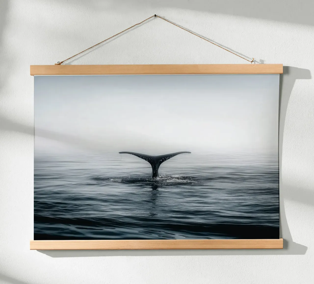 Minimalist Whale Tail – Ocean Photography-Inspired Print poster con telaio in plastica da Vela Luna