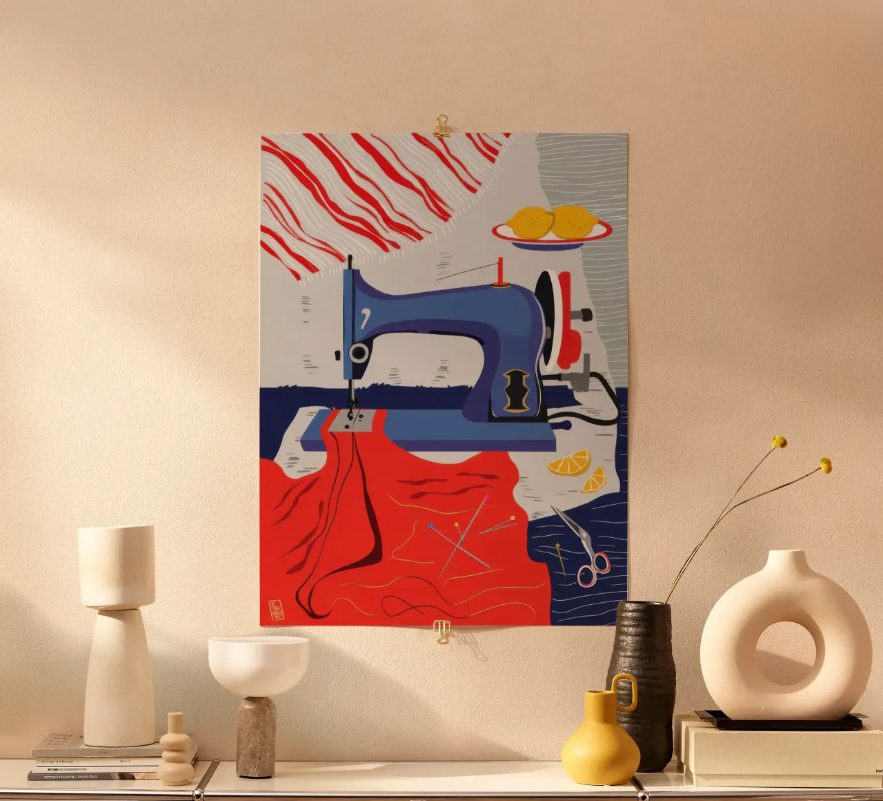 Machine à coudre Nature morte poster avec cadre en plastique de Irish Strokes