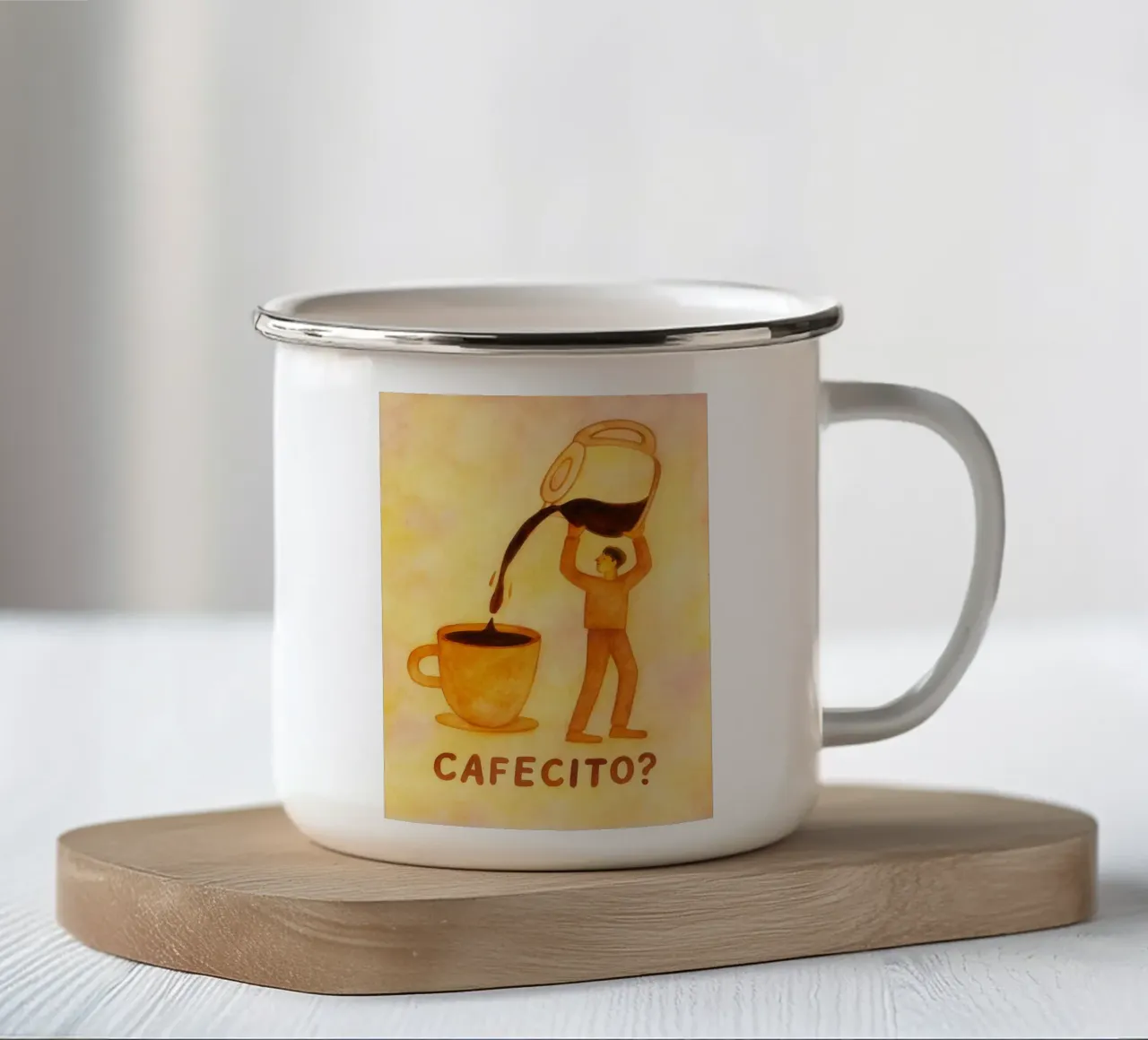 pittura al caffè cafecito tazza in smalto da bonangroads