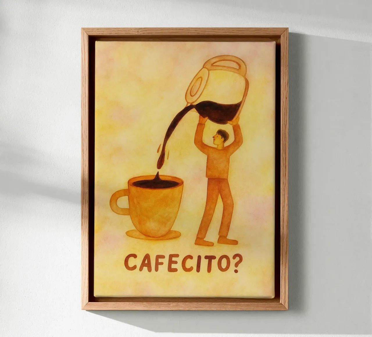 pittura al caffè cafecito tela con Cornice a cassetta da bonangroads