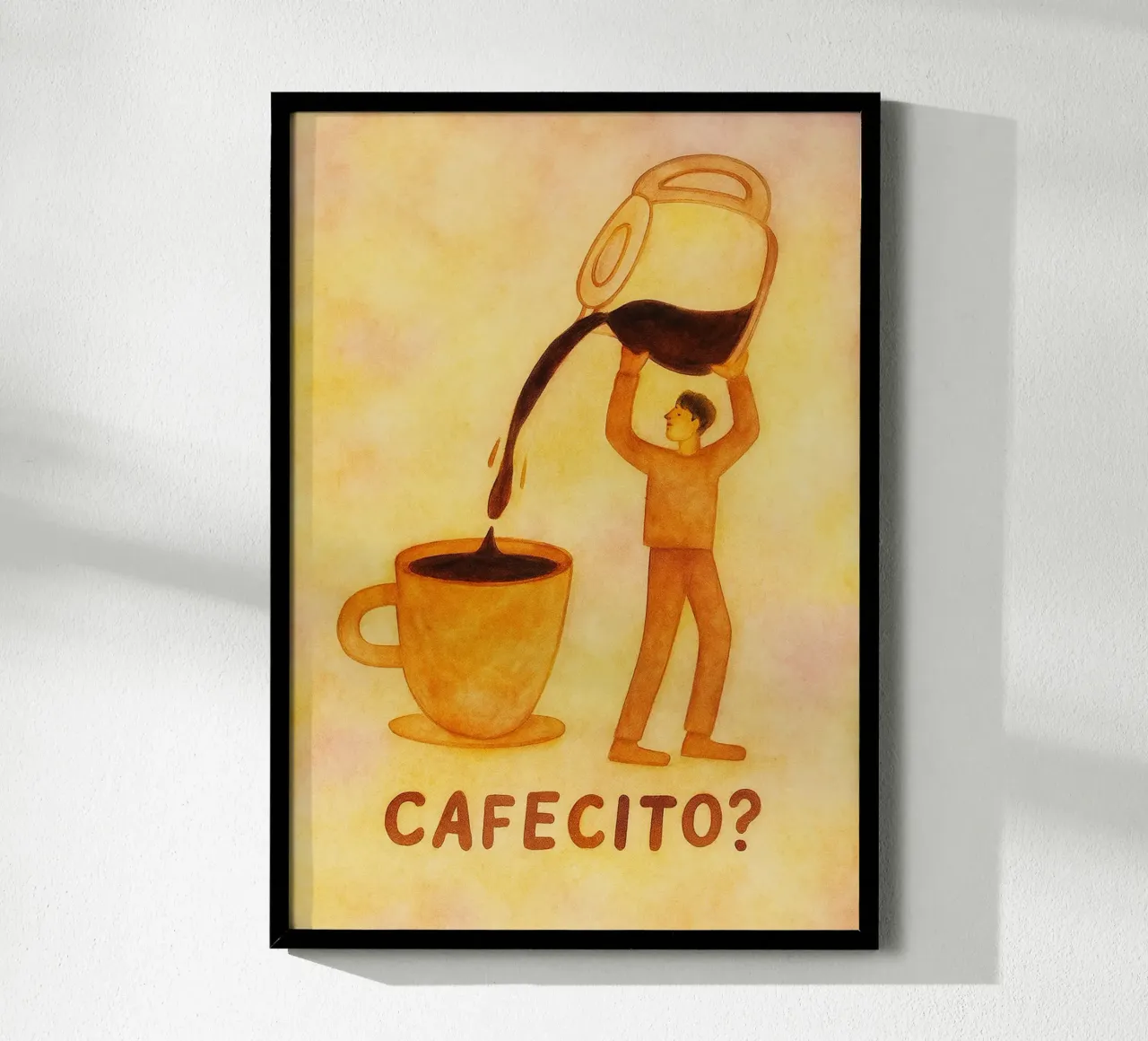 pittura al caffè cafecito poster con telaio in alluminio da bonangroads