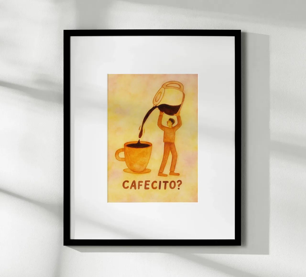pittura al caffè cafecito poster con telaio in alluminio da bonangroads
