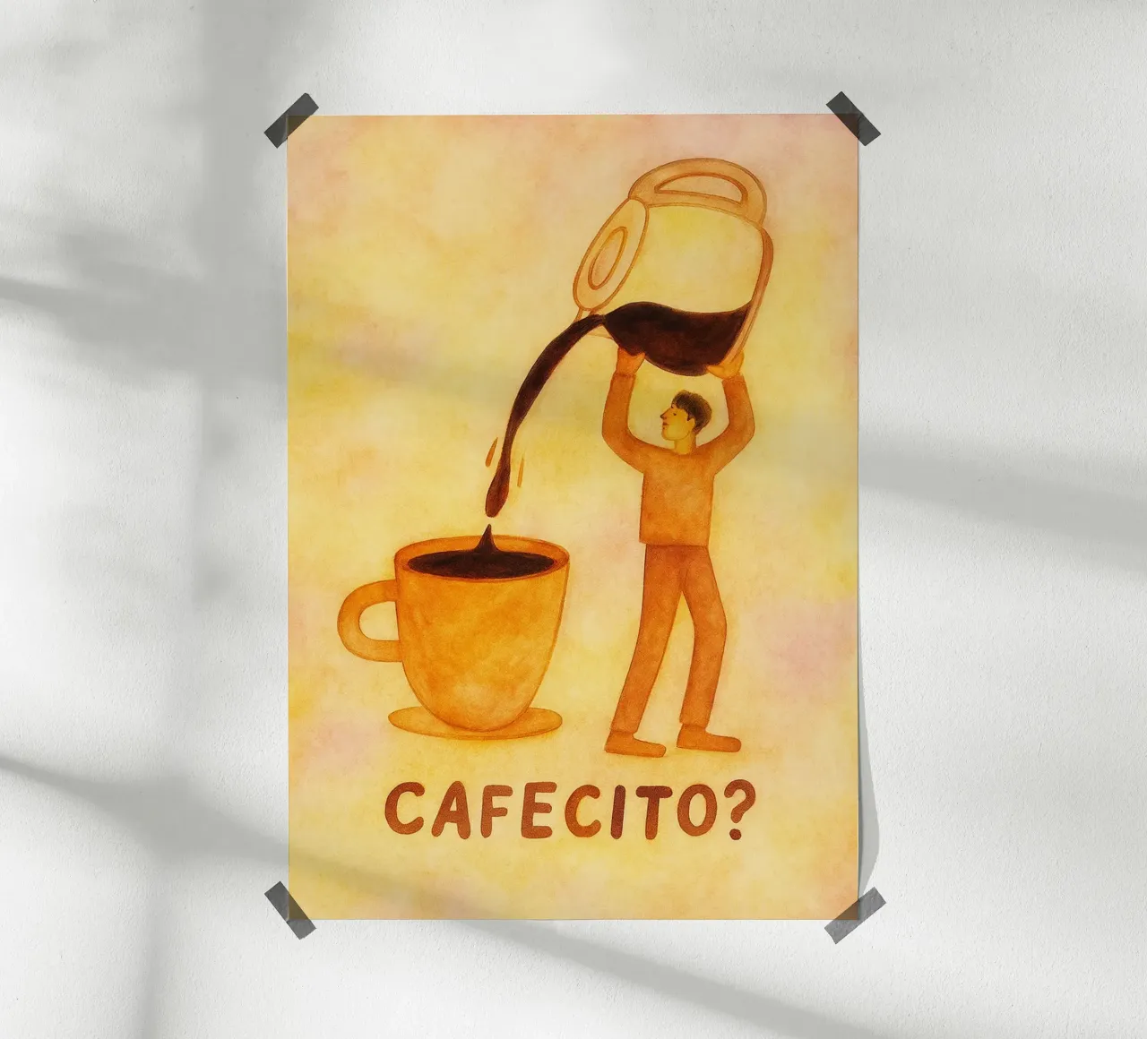 pittura al caffè cafecito poster con telaio in alluminio da bonangroads