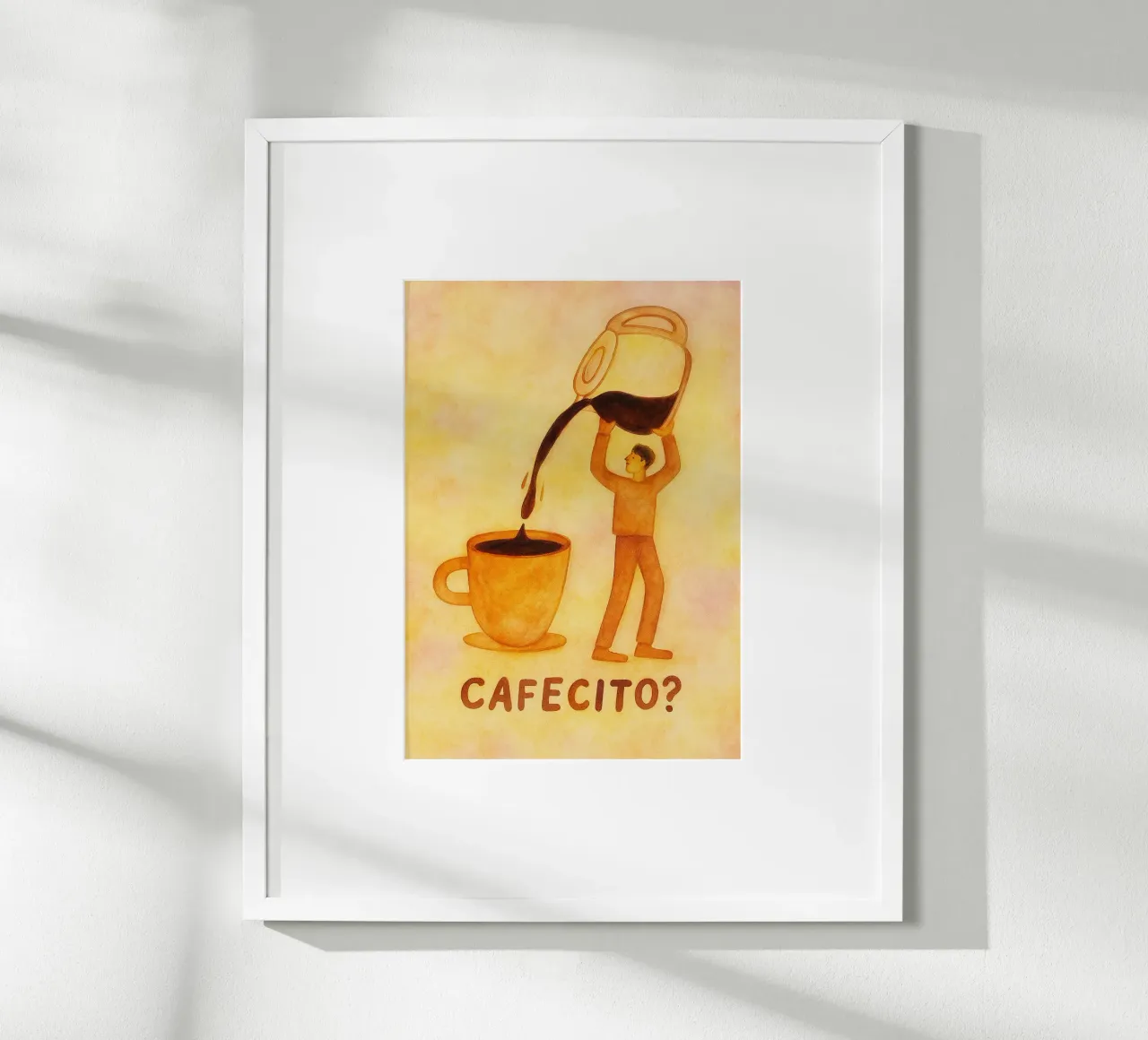 pittura al caffè cafecito poster con telaio in alluminio da bonangroads