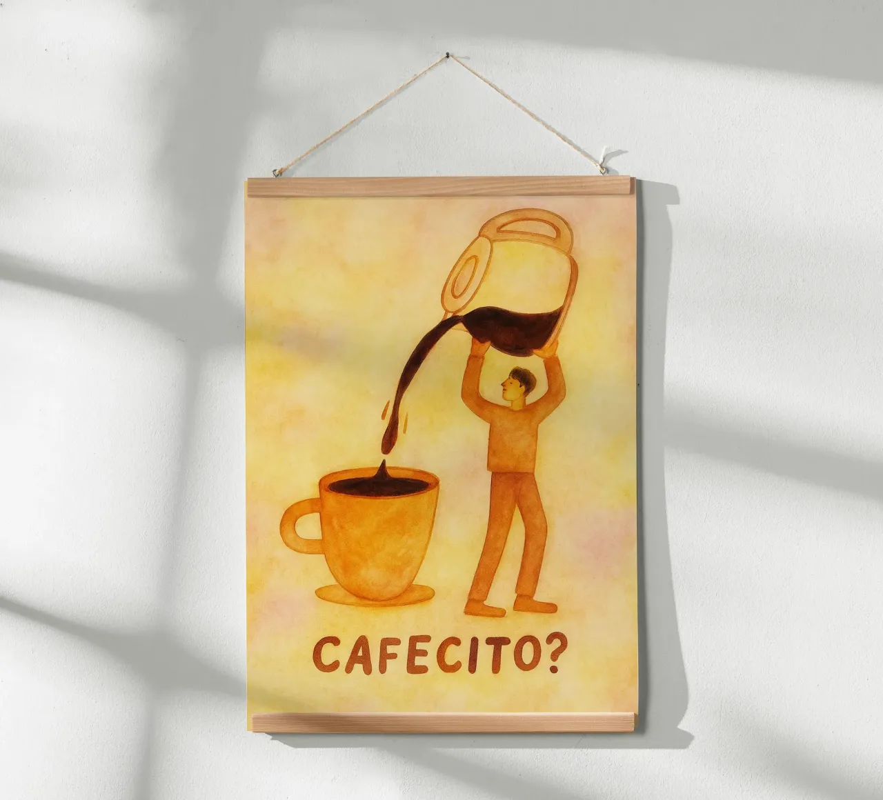 pittura al caffè cafecito poster con telaio in alluminio da bonangroads