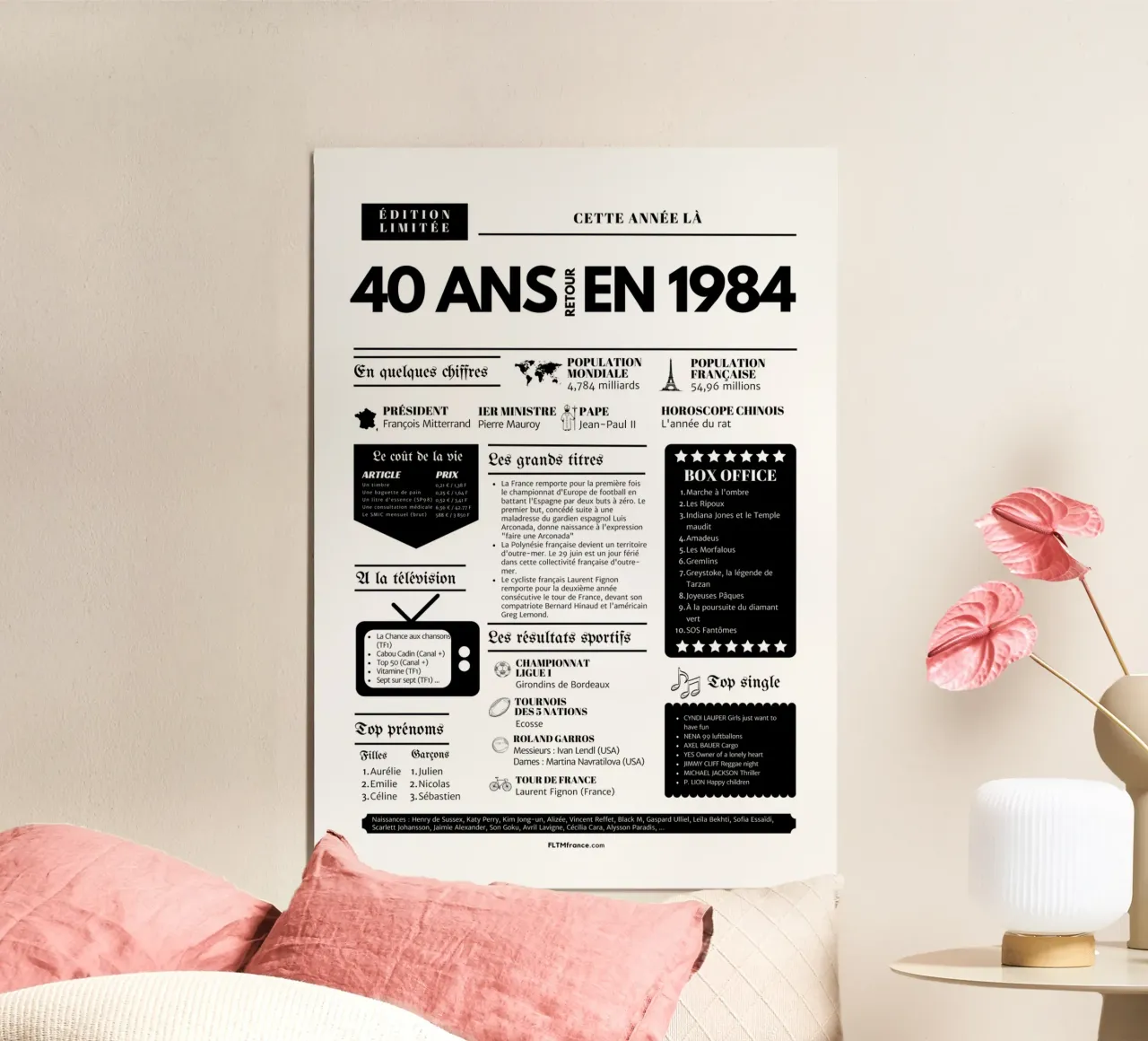 Diario dell'anno 40 anni fa, nel 1984 poster con telaio in plastica da fltmfrance