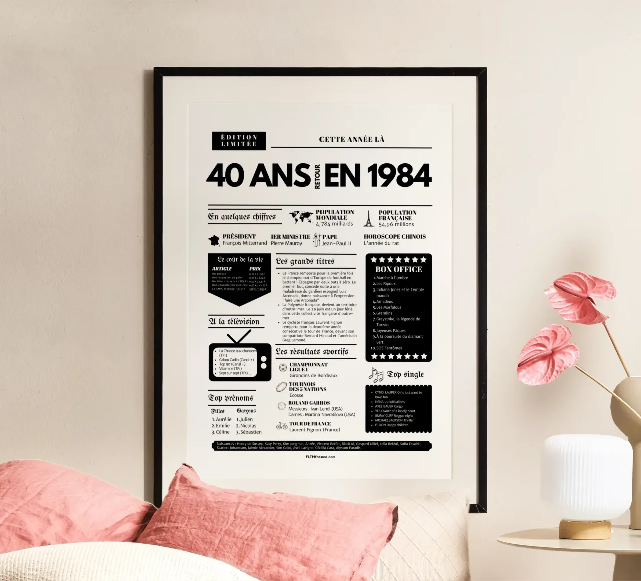 Diario dell'anno 40 anni fa, nel 1984 poster con telaio in plastica da fltmfrance