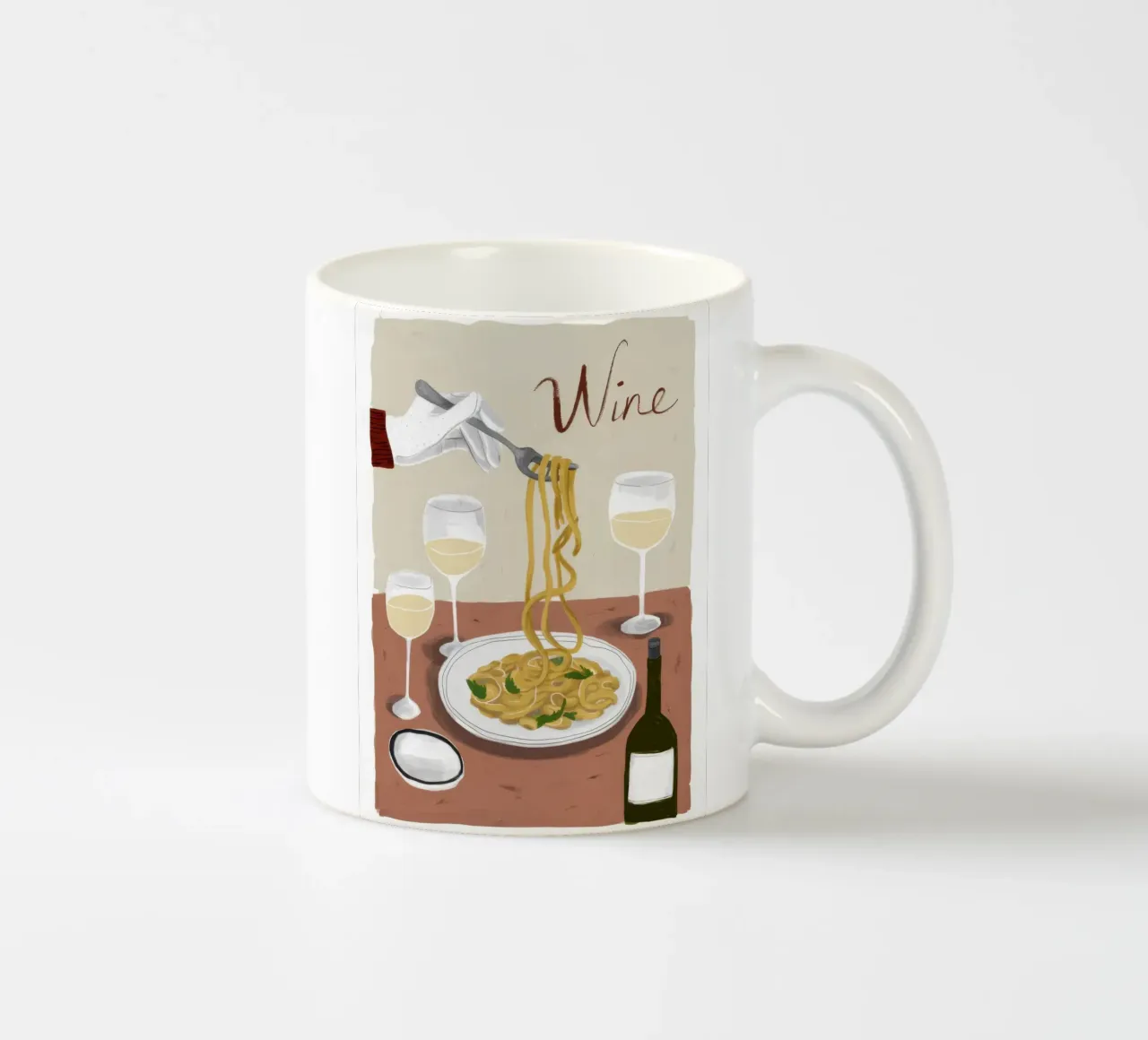 Vino e pasta tazza in ceramica da Irish Strokes