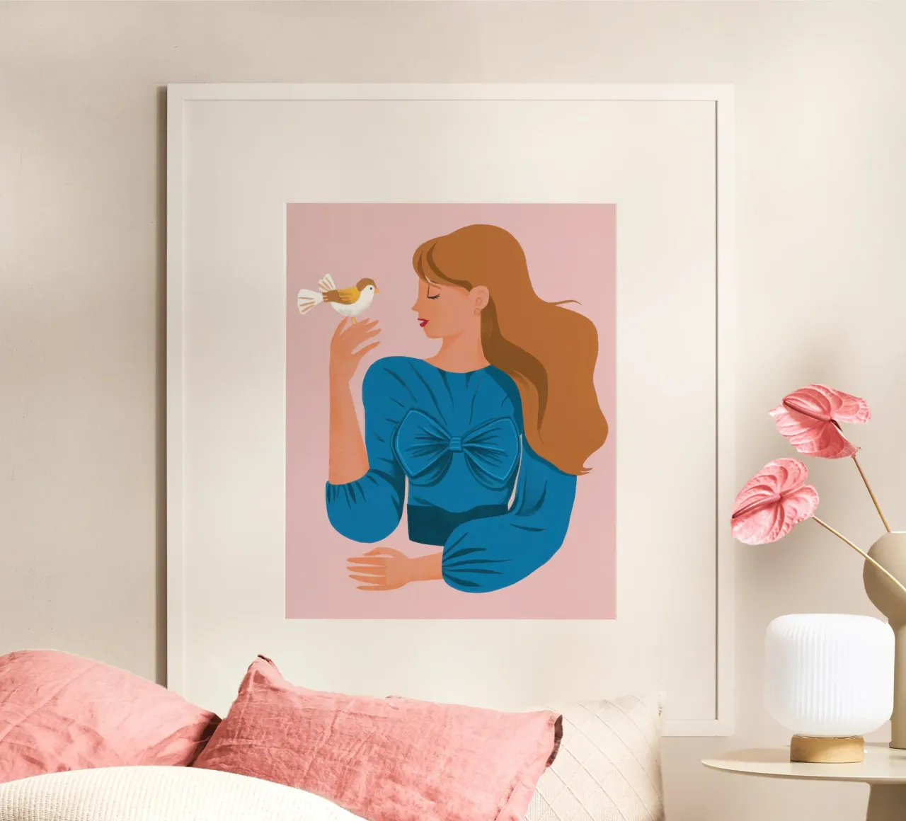 Donna con tazza da tè poster da Luna Aura