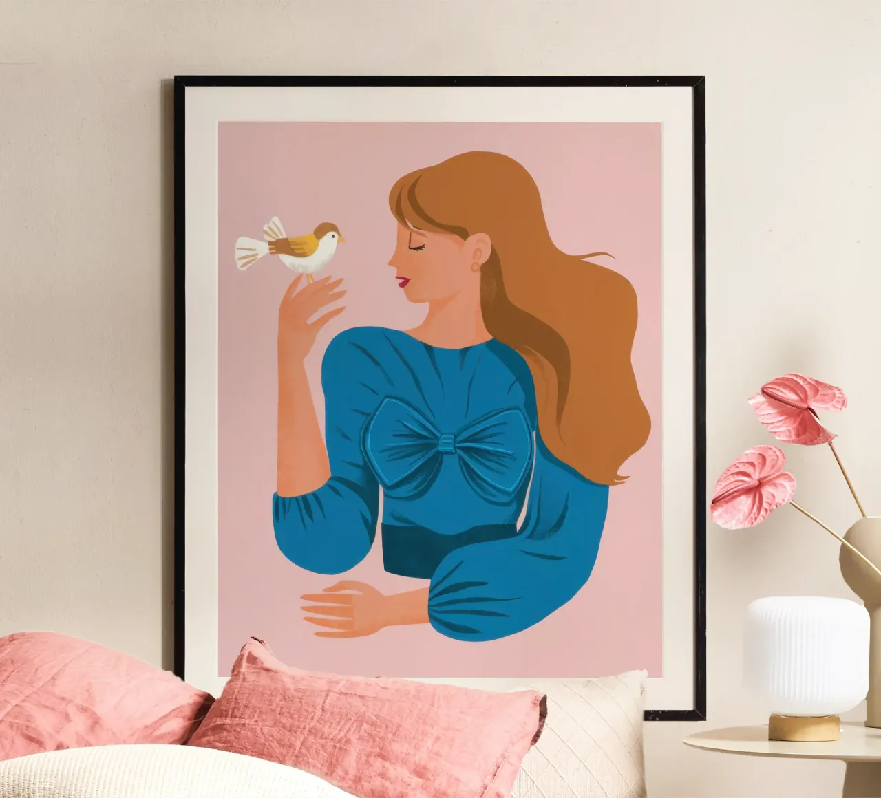 Donna con tazza da tè poster da Luna Aura