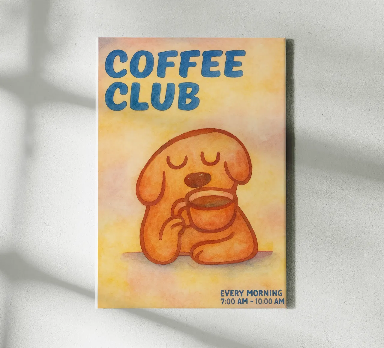 caffè club cane pittura tela con Cornice a cassetta da bonangroads