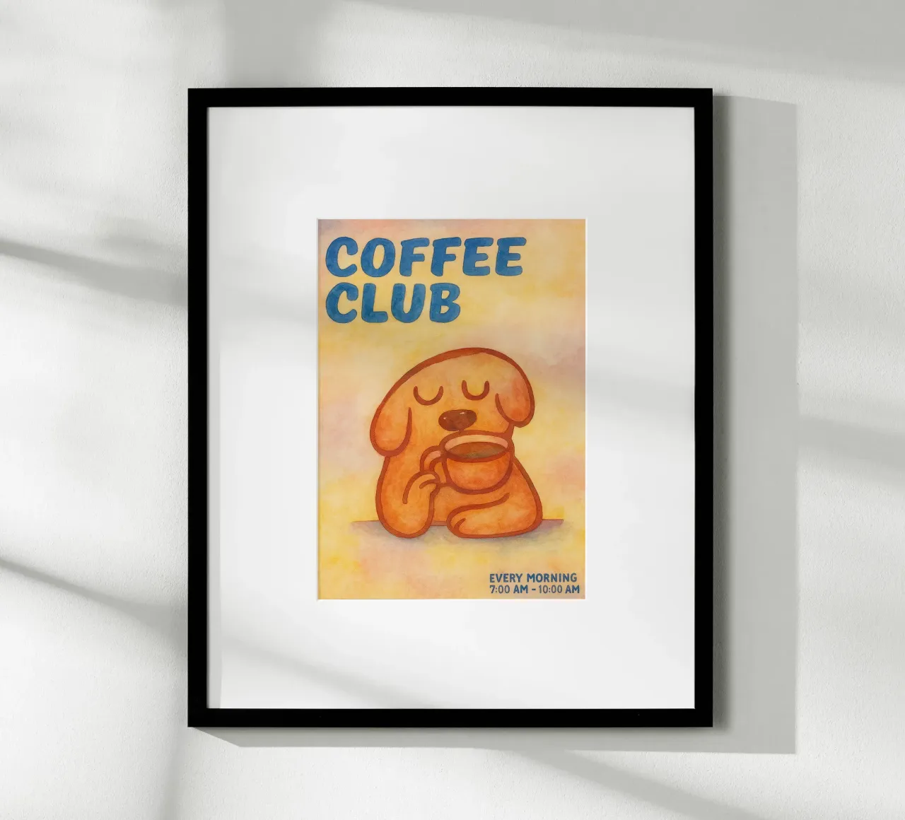 caffè club cane pittura poster con telaio in alluminio da bonangroads