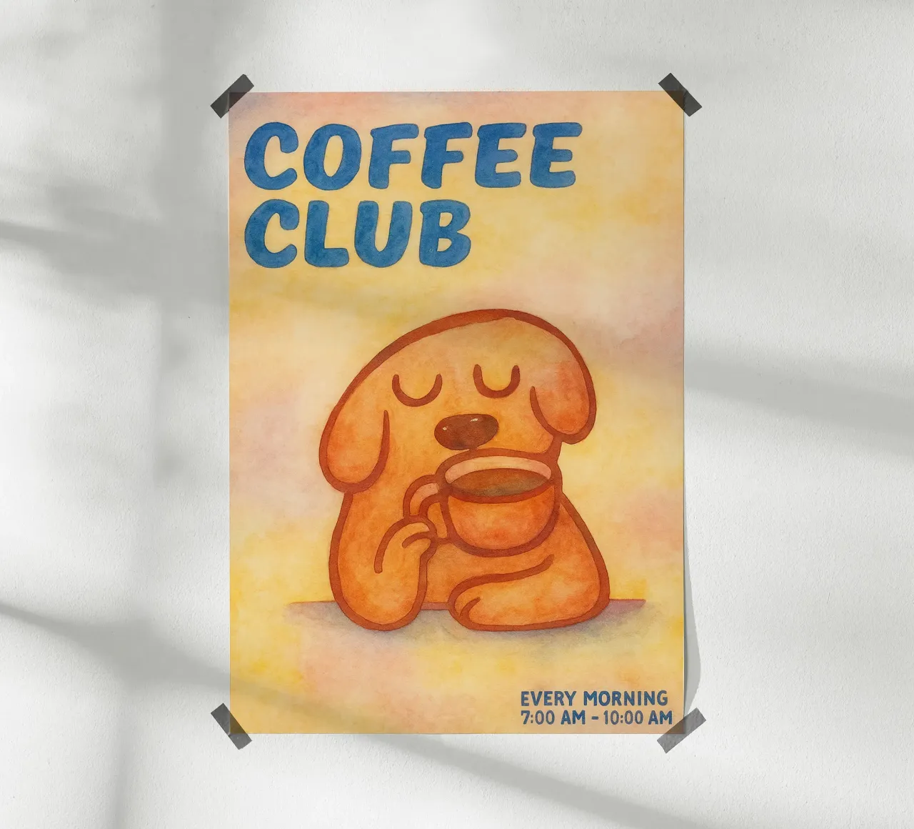 caffè club cane pittura poster con telaio in alluminio da bonangroads