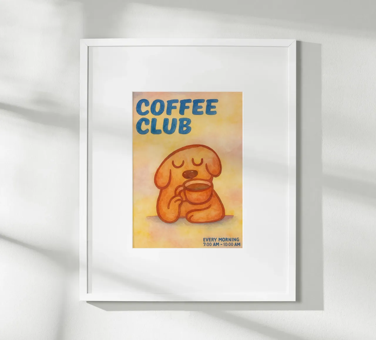 caffè club cane pittura poster con telaio in alluminio da bonangroads