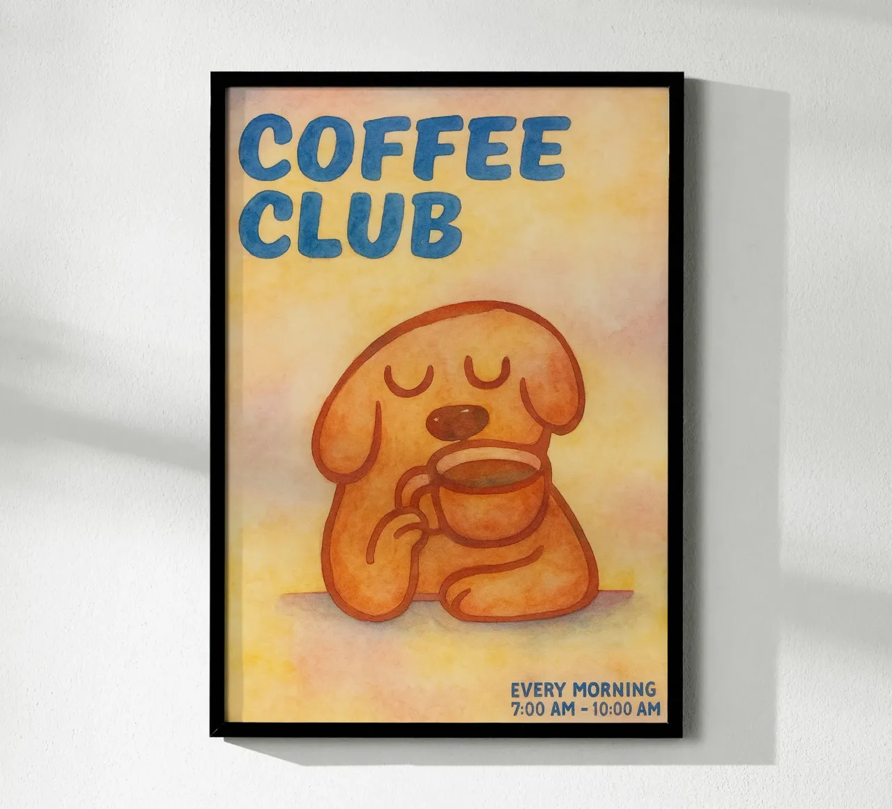 caffè club cane pittura poster con telaio in alluminio da bonangroads
