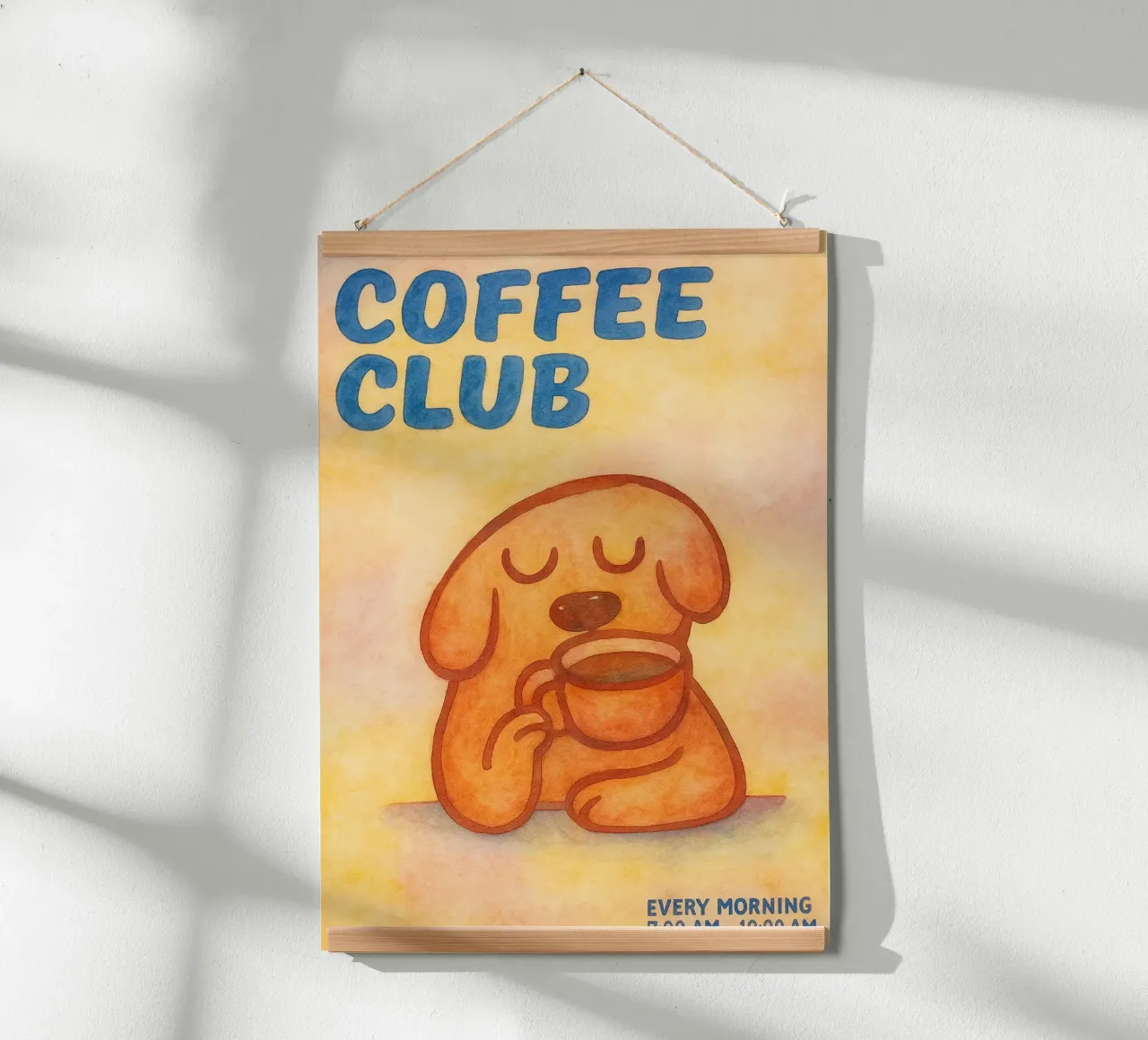 caffè club cane pittura poster con telaio in alluminio da bonangroads