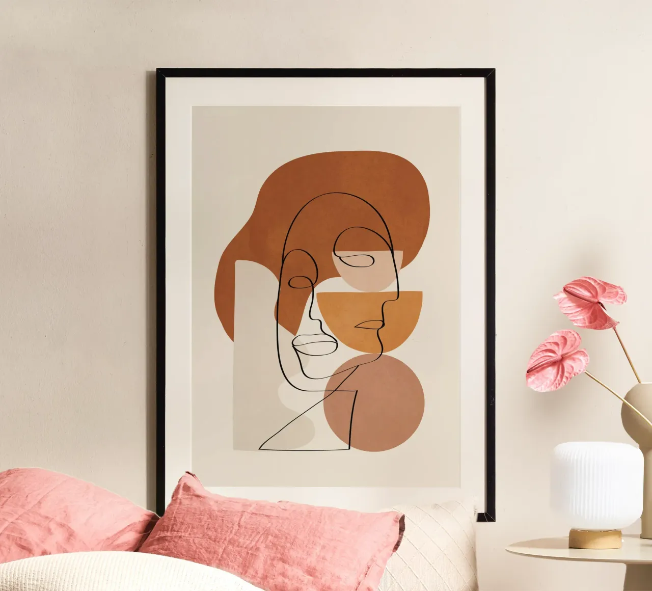 Abstract Clay Faces II poster con telaio in legno da cityart