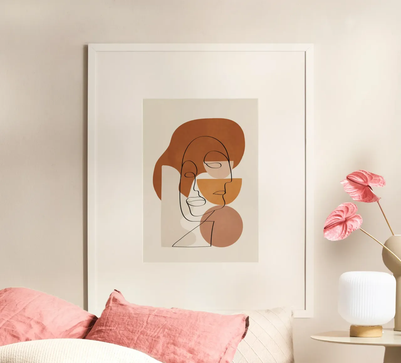 Abstract Clay Faces II poster con telaio in legno da cityart
