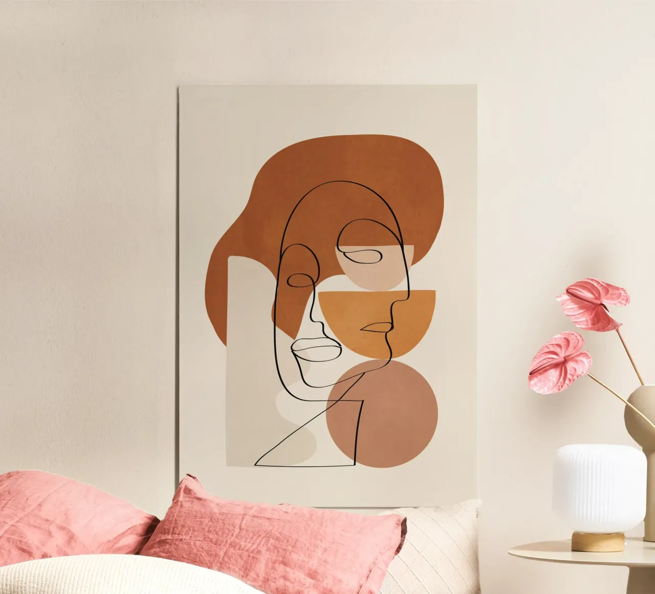 Abstract Clay Faces II poster con telaio in legno da cityart