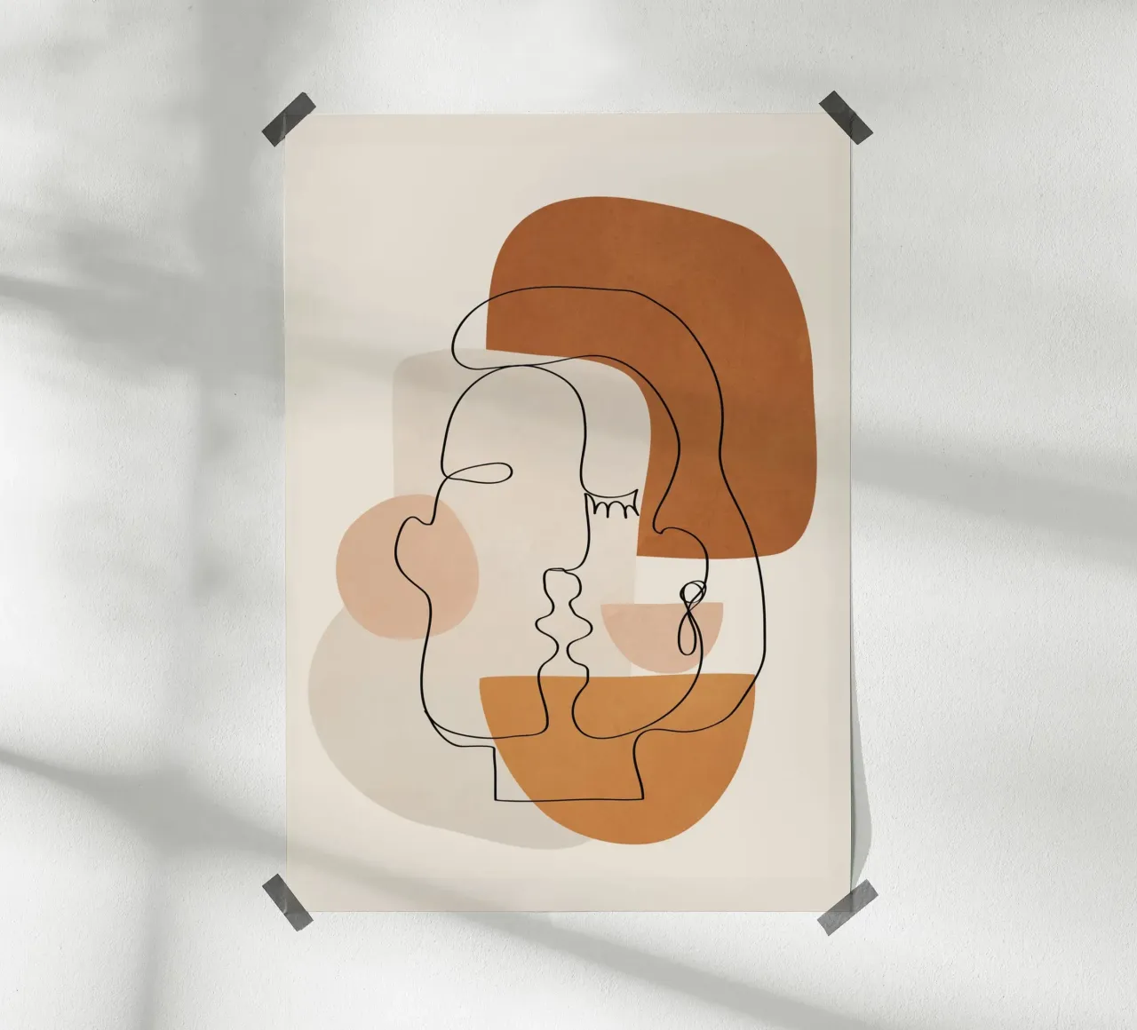 Abstract Clay Faces III poster con telaio in legno da cityart