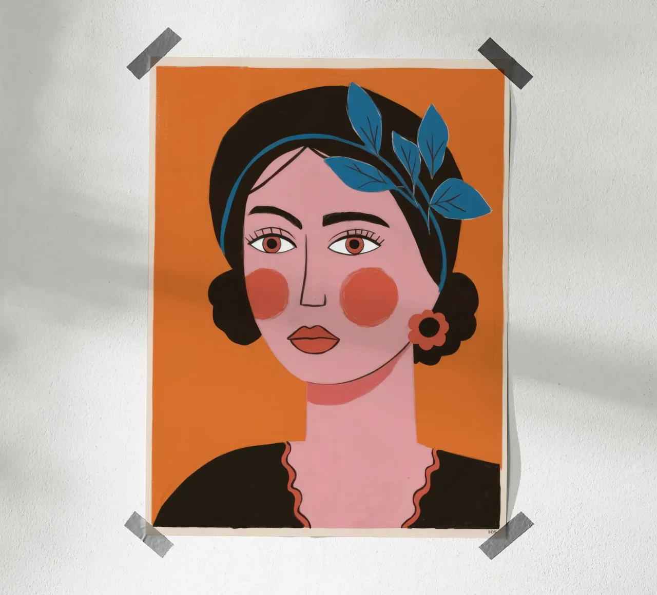 Donna con sciarpa blu poster da Irish Strokes
