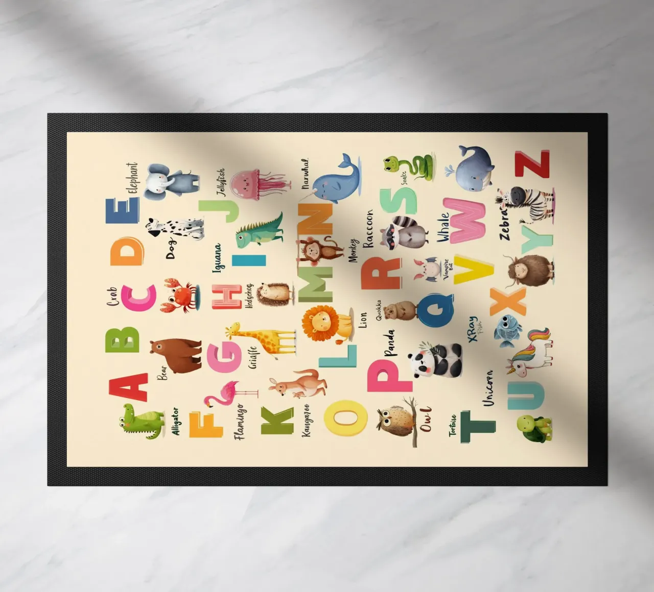 Alphabet Zoo doormat by Kiara