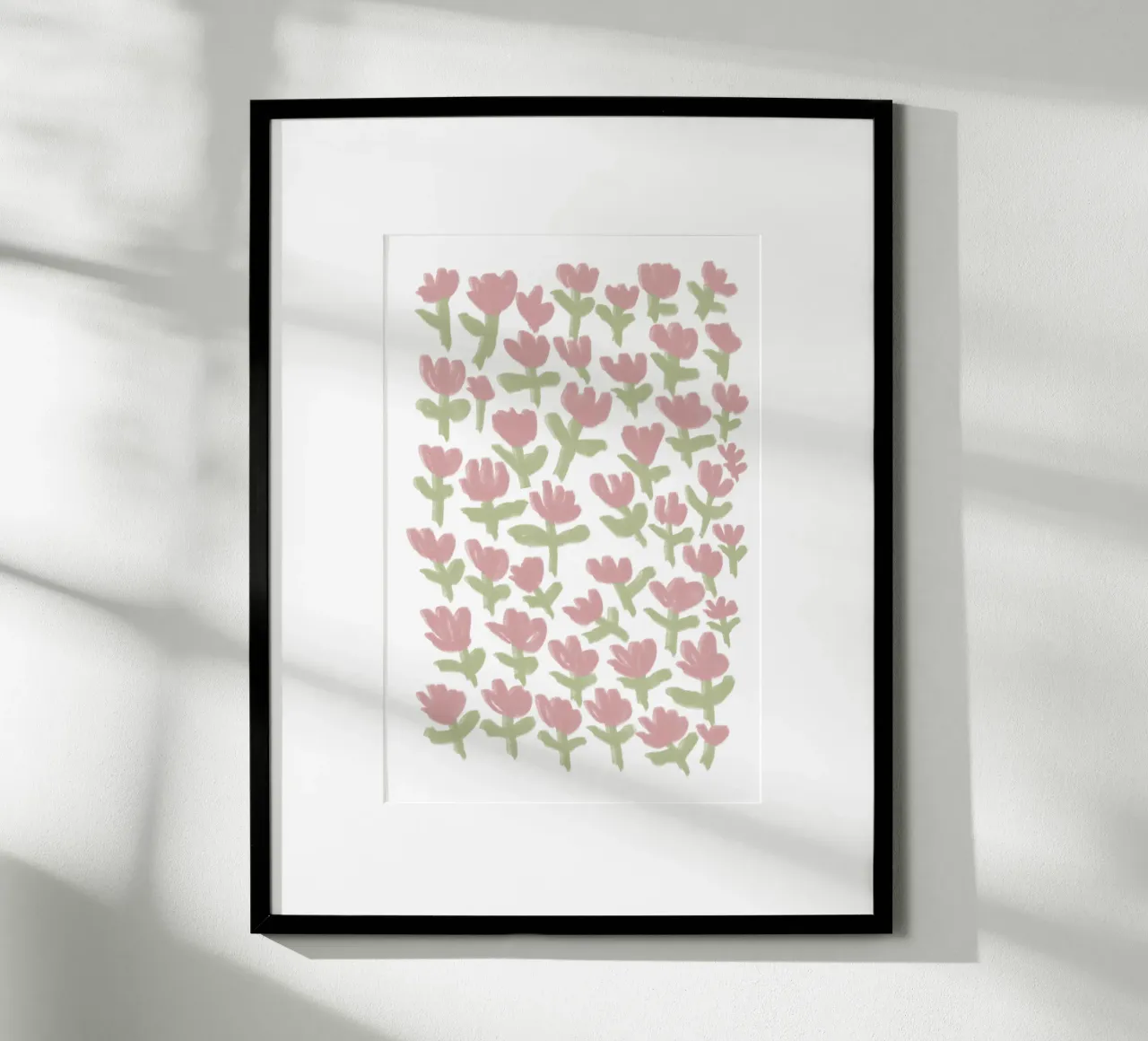 Abstraktes rosa und grünes Blumenmuster Poster von Melloi Art Print