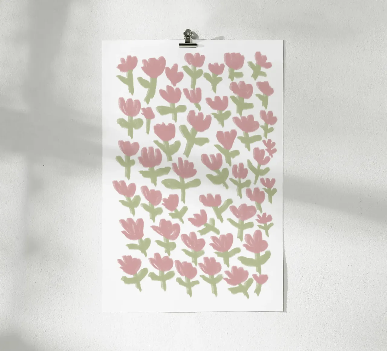 Abstraktes rosa und grünes Blumenmuster Poster von Melloi Art Print