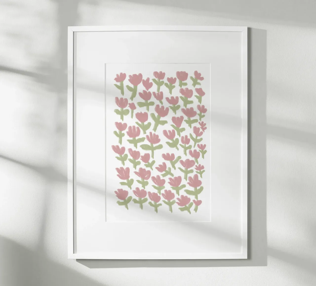 Abstraktes rosa und grünes Blumenmuster Poster von Melloi Art Print