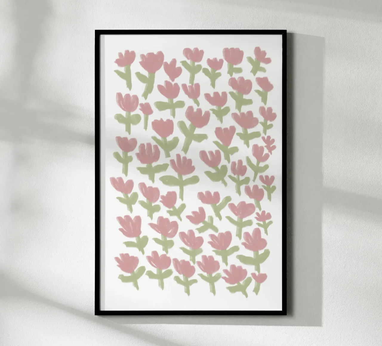 Abstraktes rosa und grünes Blumenmuster Poster von Melloi Art Print