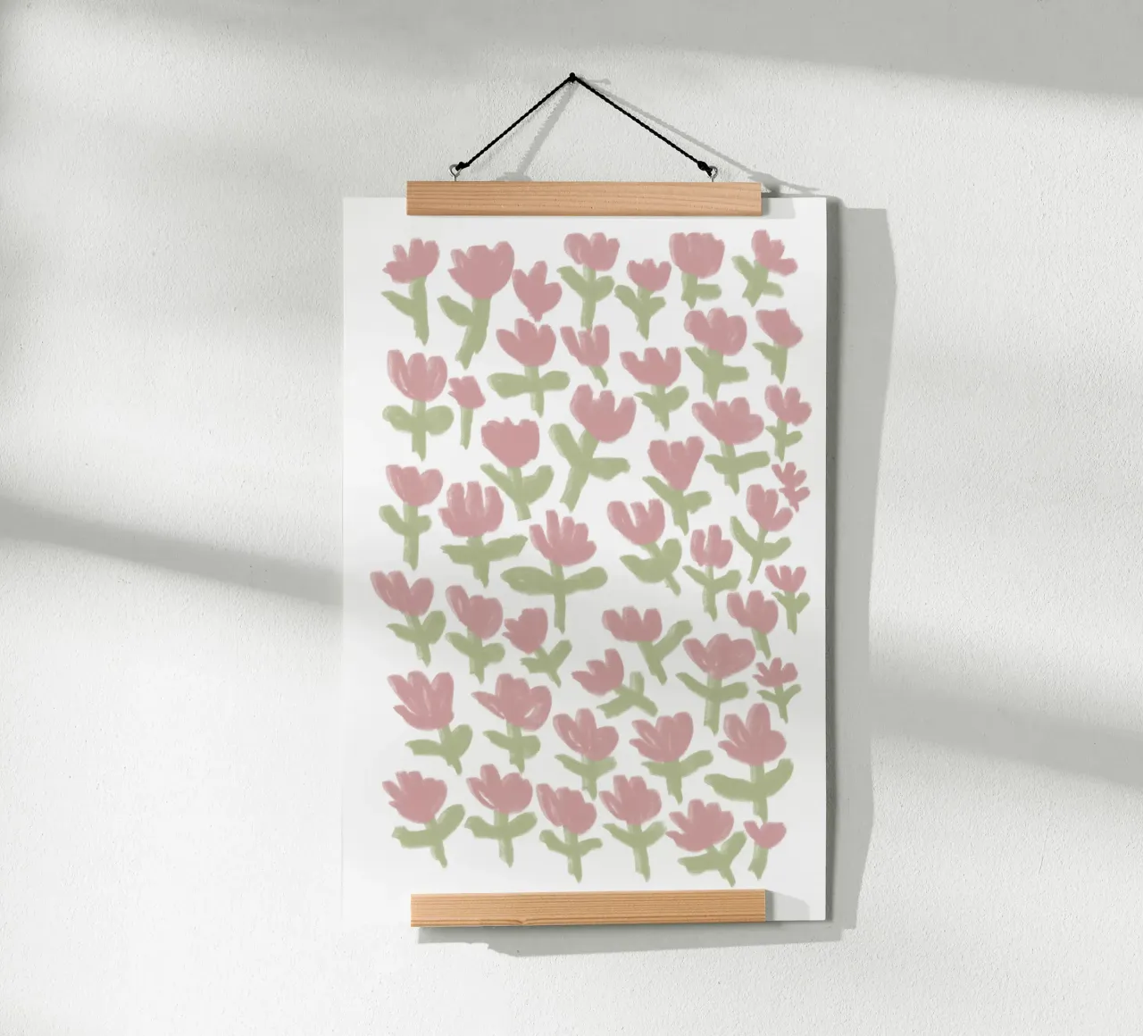Abstraktes rosa und grünes Blumenmuster Poster von Melloi Art Print