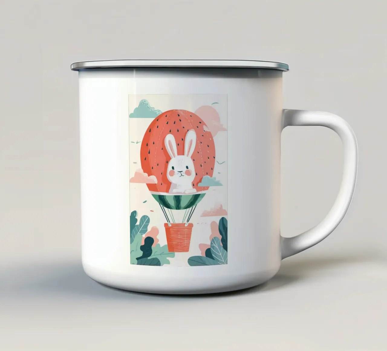 Bunny Balloon Adventure tazza in smalto da Kiara