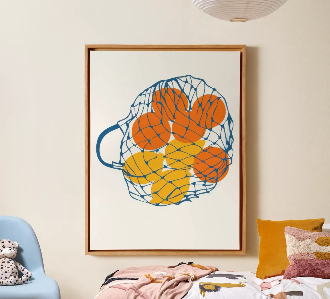Net of Oranges canvas with Floater frame by Irish Strokes
