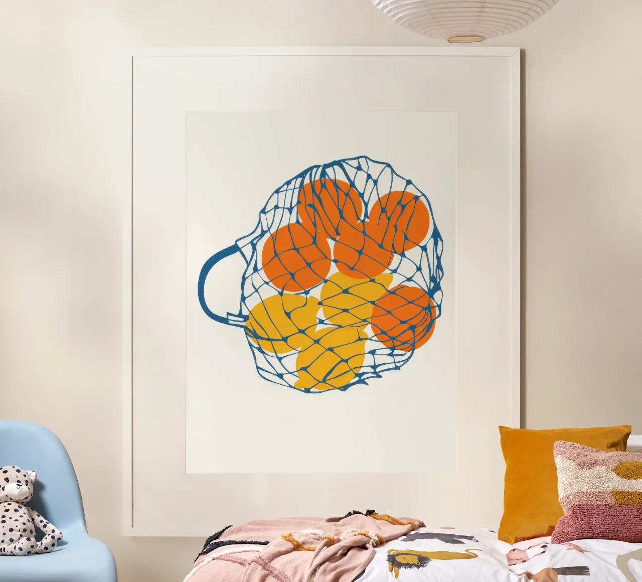 Netto di arance poster con telaio in legno da Irish Strokes