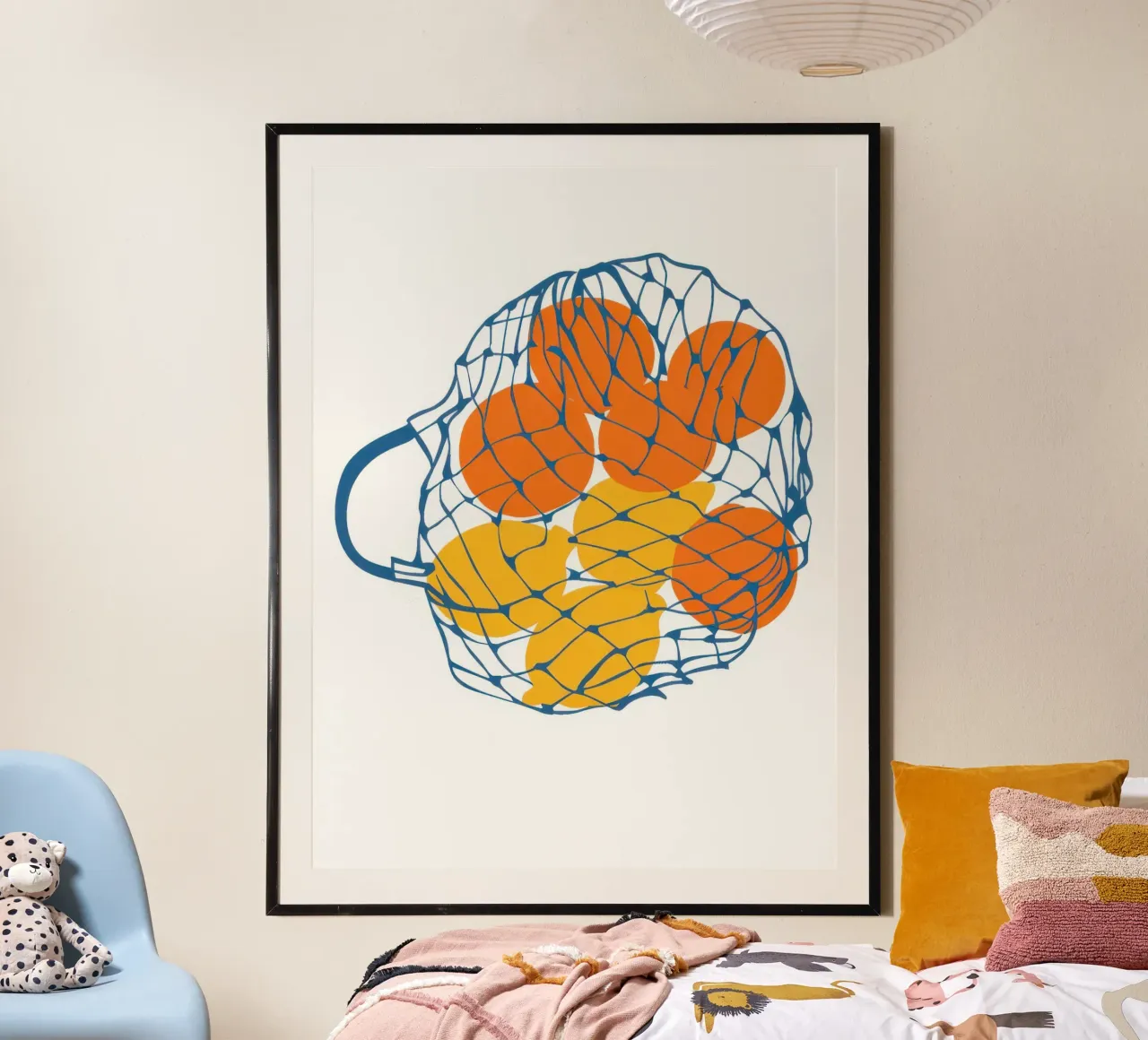 Netto di arance poster con telaio in legno da Irish Strokes