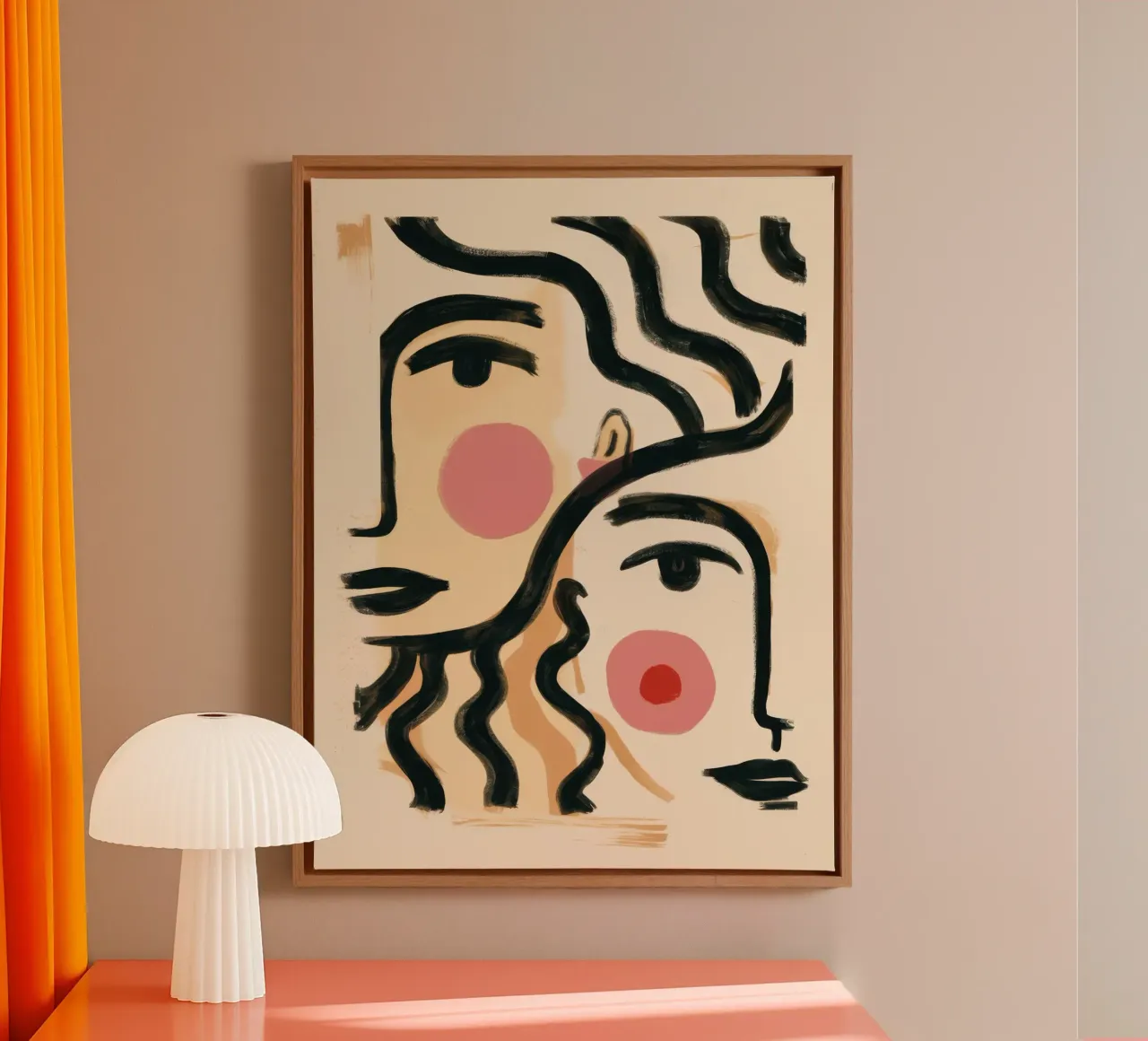 Two Faces Abstract canvas with Floater frame by Irish Strokes