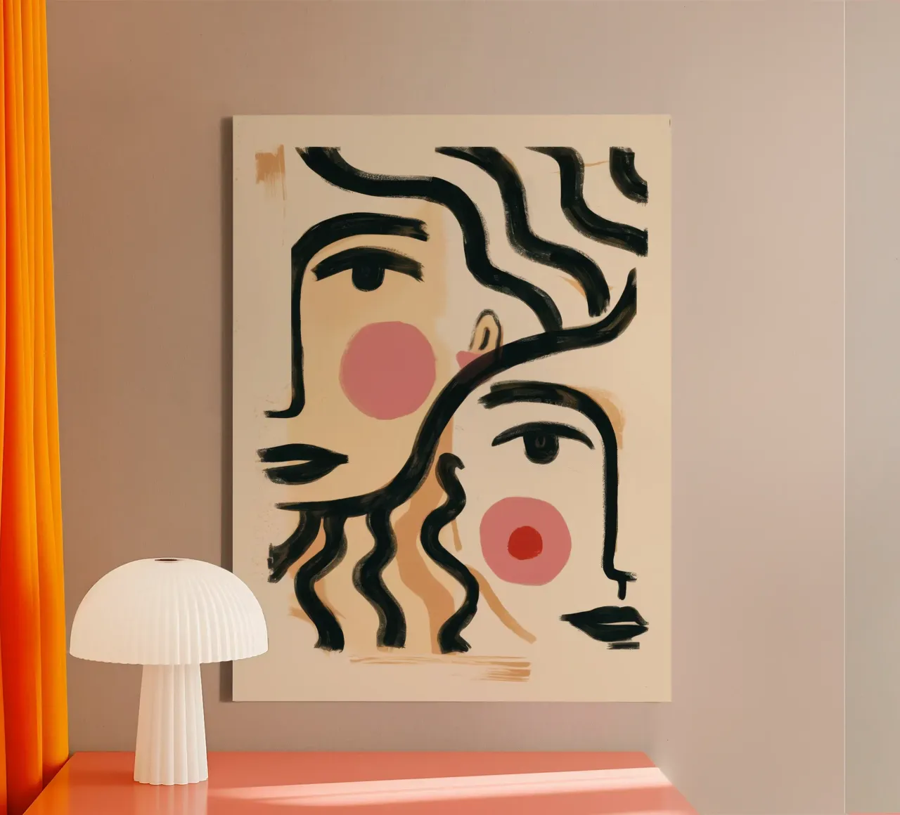 Two Faces Abstract canvas with Floater frame by Irish Strokes