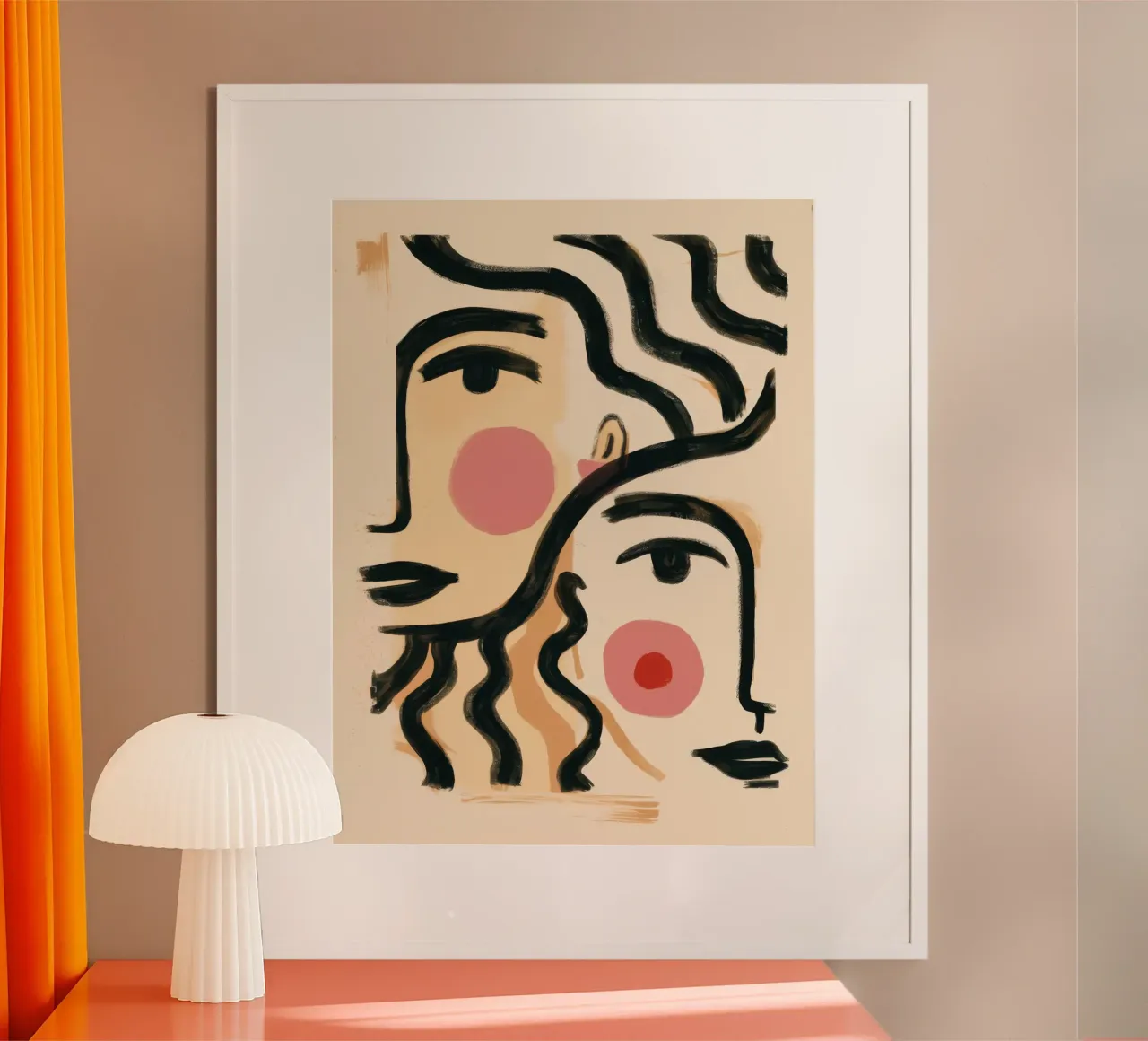 Due volti astratti poster con telaio in alluminio da Irish Strokes