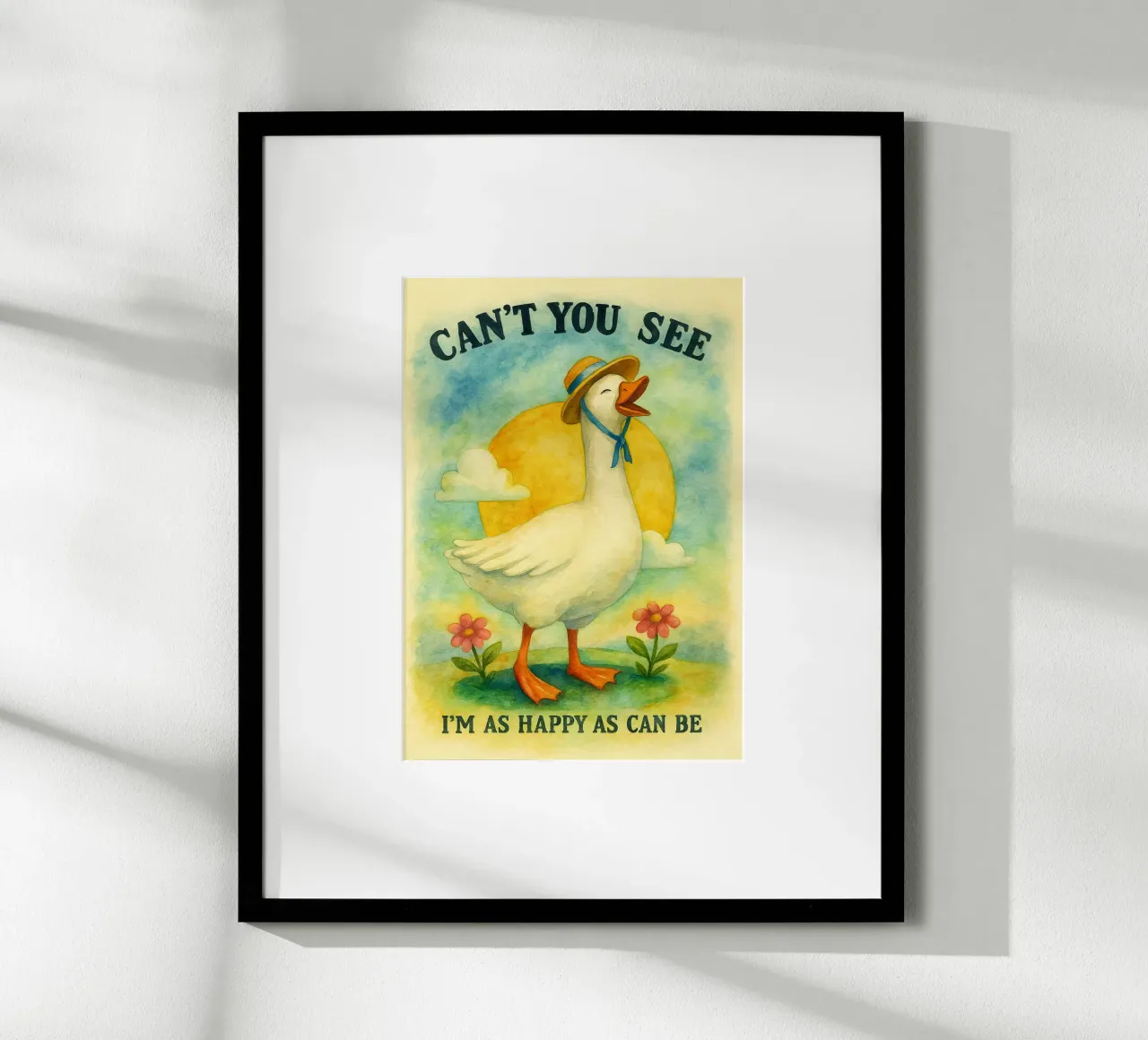 divertente dipinto del cigno poster con telaio in legno da bonangroads