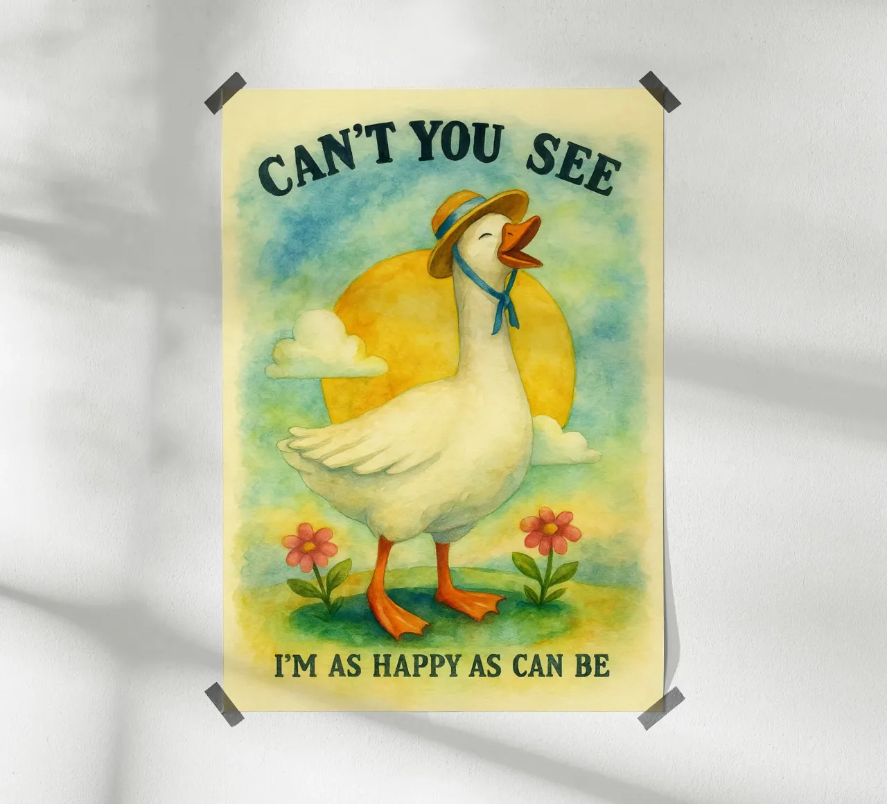 divertente dipinto del cigno poster con telaio in legno da bonangroads