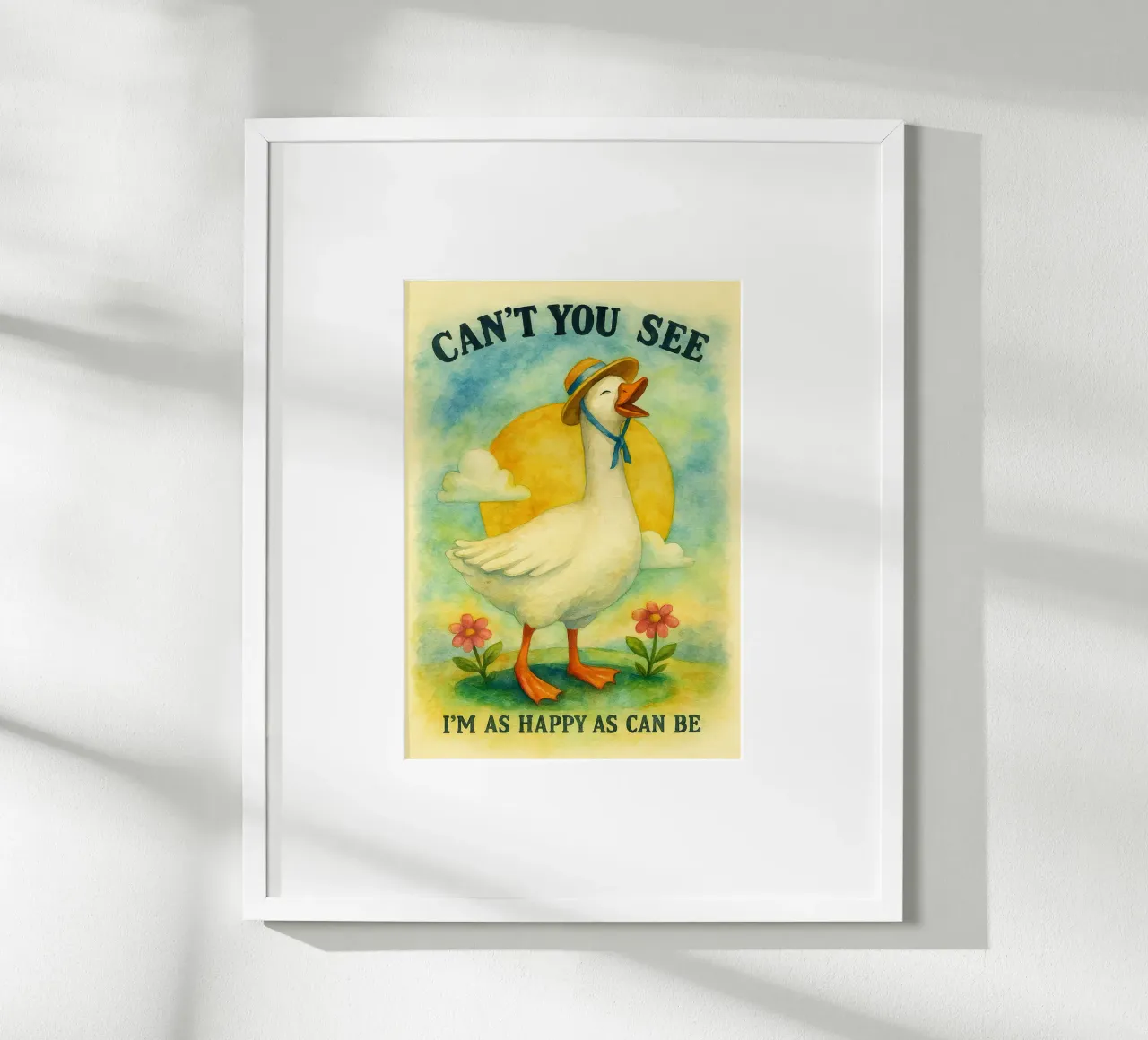 divertente dipinto del cigno poster con telaio in legno da bonangroads