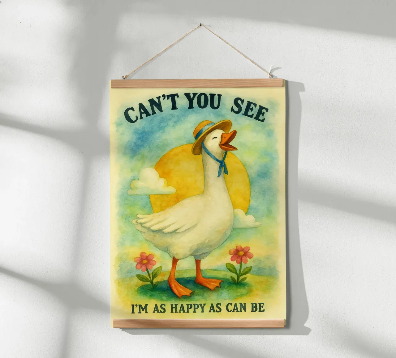 divertente dipinto del cigno poster con telaio in legno da bonangroads