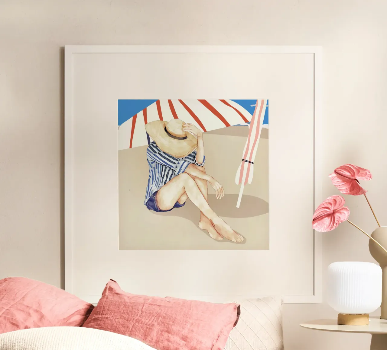 Giornata tranquilla in spiaggia poster con telaio in plastica da LeaDArt