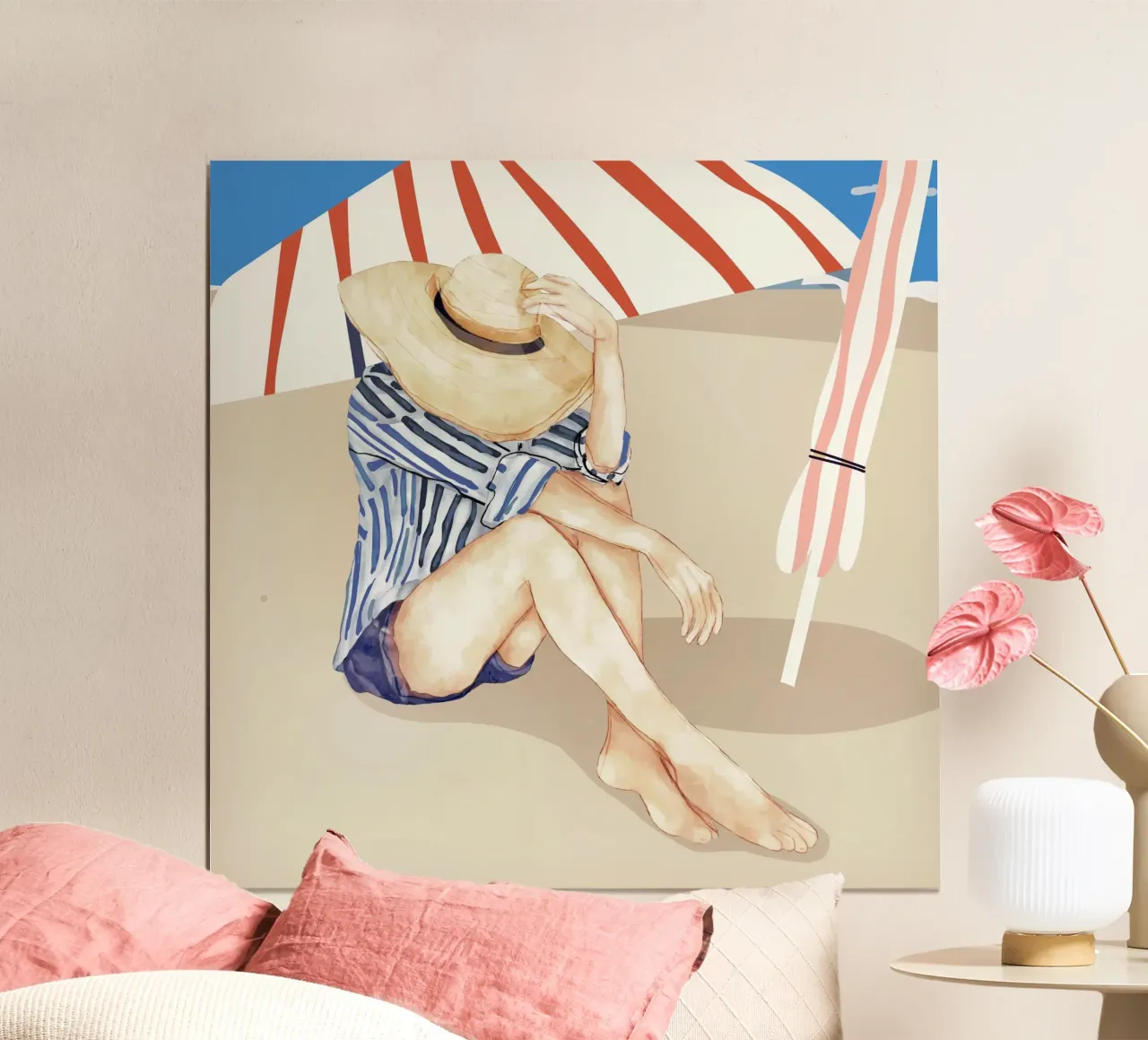 Giornata tranquilla in spiaggia poster con telaio in plastica da LeaDArt