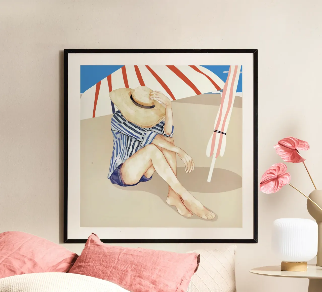 Giornata tranquilla in spiaggia poster con telaio in plastica da LeaDArt