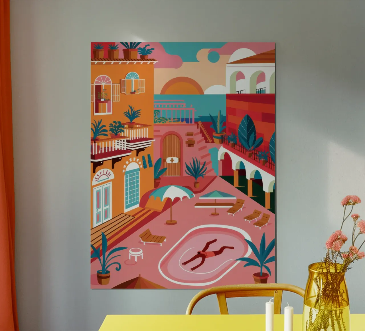Vista sulla piscina sul tetto poster da Irish Strokes
