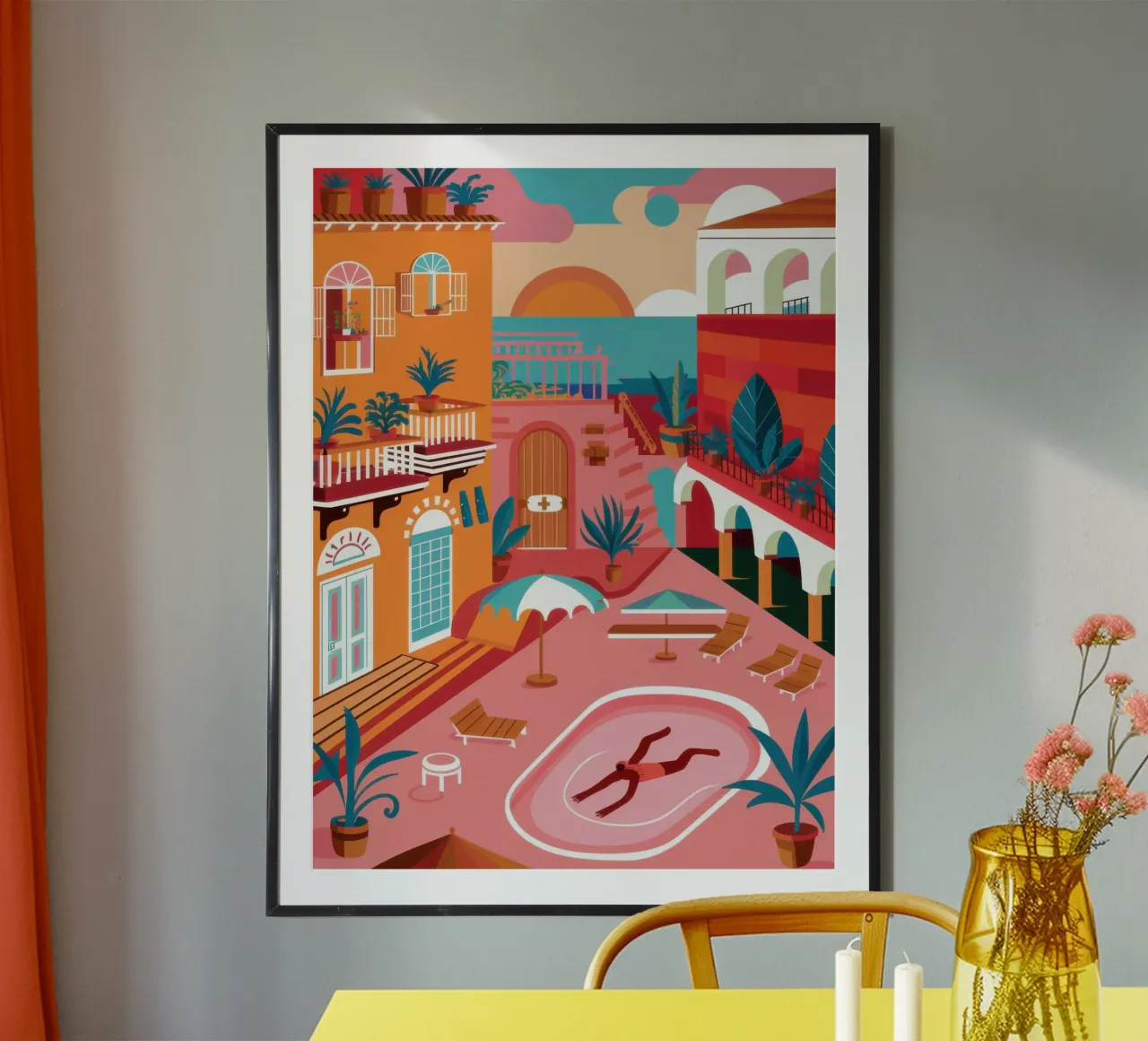 Vista sulla piscina sul tetto poster da Irish Strokes