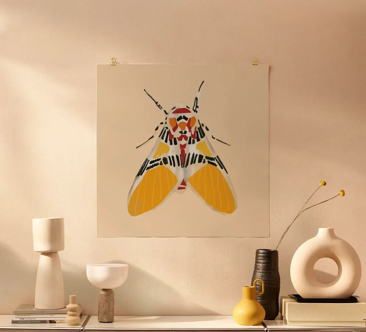 Falena moderna poster con telaio in alluminio da LeaDArt